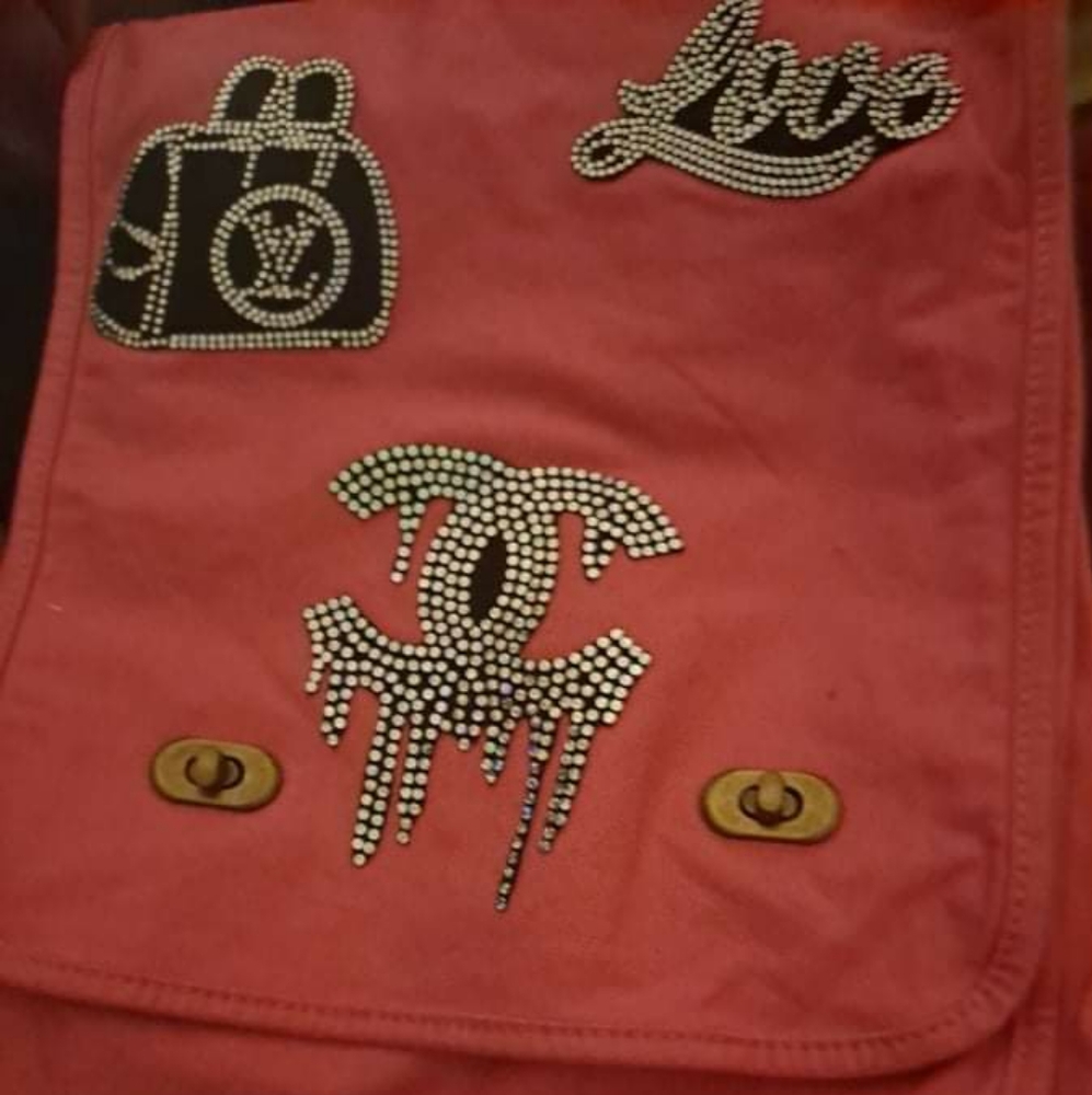 Pink handmade custom canvas purse